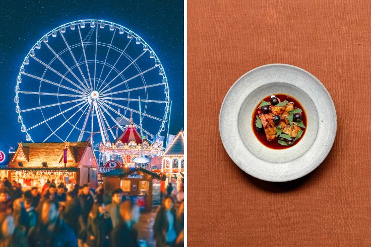 The Winter Wonderland celebration in Hyde Park and a colourful creation from KOL. © serts/iStock, Rebecca Dickson