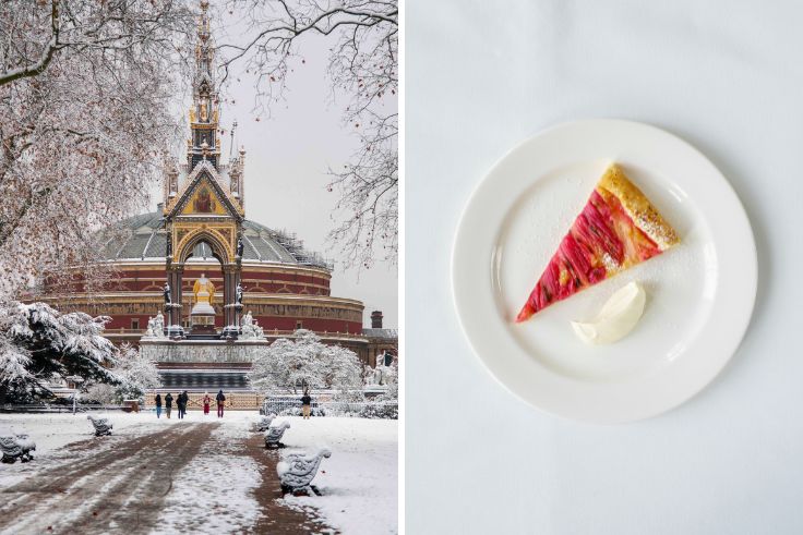 The Royal Albert Hall, where you can enjoy a joyous carol service, and dessert from The Lavery. © Sebastien Mercier/iStock, Henry Bourne