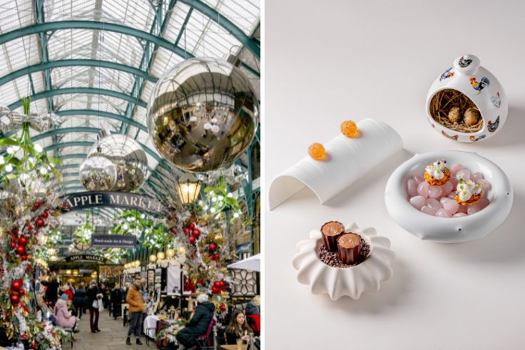The Apple Market in Covent Garden and a selection of sweet treats from Frog by Adam Handling. © whitemay/iStock, Justin De Souza
