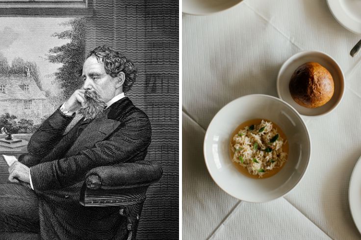 Charles Dickens, a great writer of wintery London, and Lasdun, a handy restaurant if you're seeing 'A Christmas Carol' on stage. © GeorgiosArt/iStock, Maureen M. Evans
