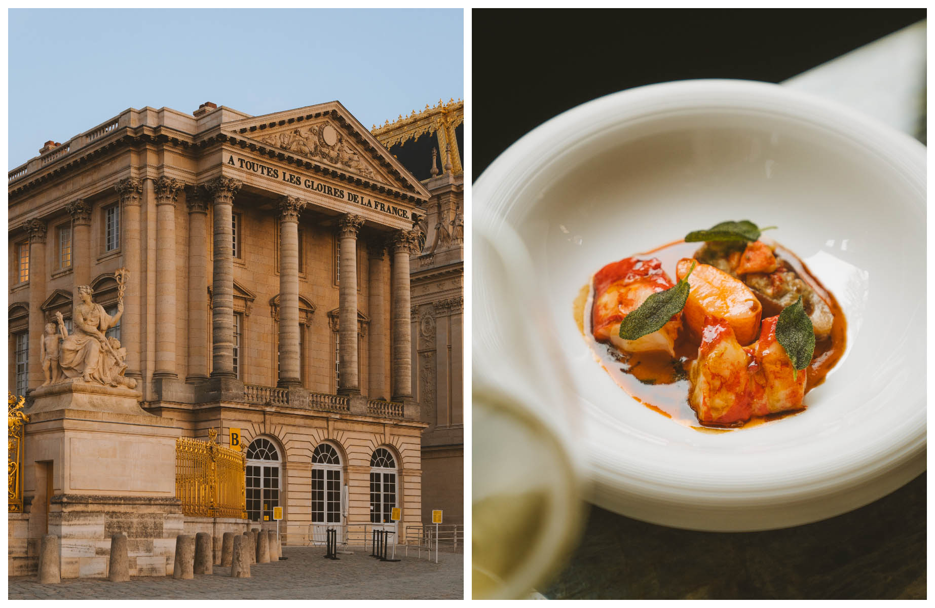 The Pavillon Gabriel in the Cour d’Honneur of the Palace of Versailles. Lobster prepared by Xavier Pincemin, chef of Pincemin restaurant in Versailles. © Joann Pai/The MICHELIN Guide