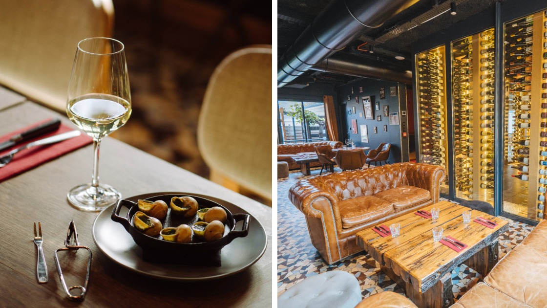 Les fameux escargots de Bourgogne / Une salle chaleureuse qui renferme de précieux nectars © Nathalia Guimarães