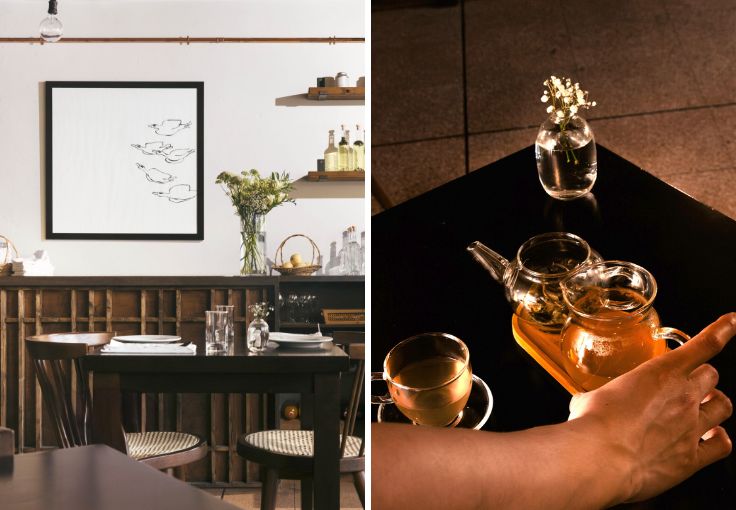 The simple dining space at Miga in Hackney. © Minu Han