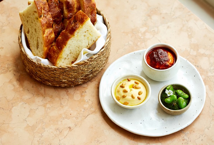 The excellent bread and dips from Margaret's in Cambridge. © Matt Hague