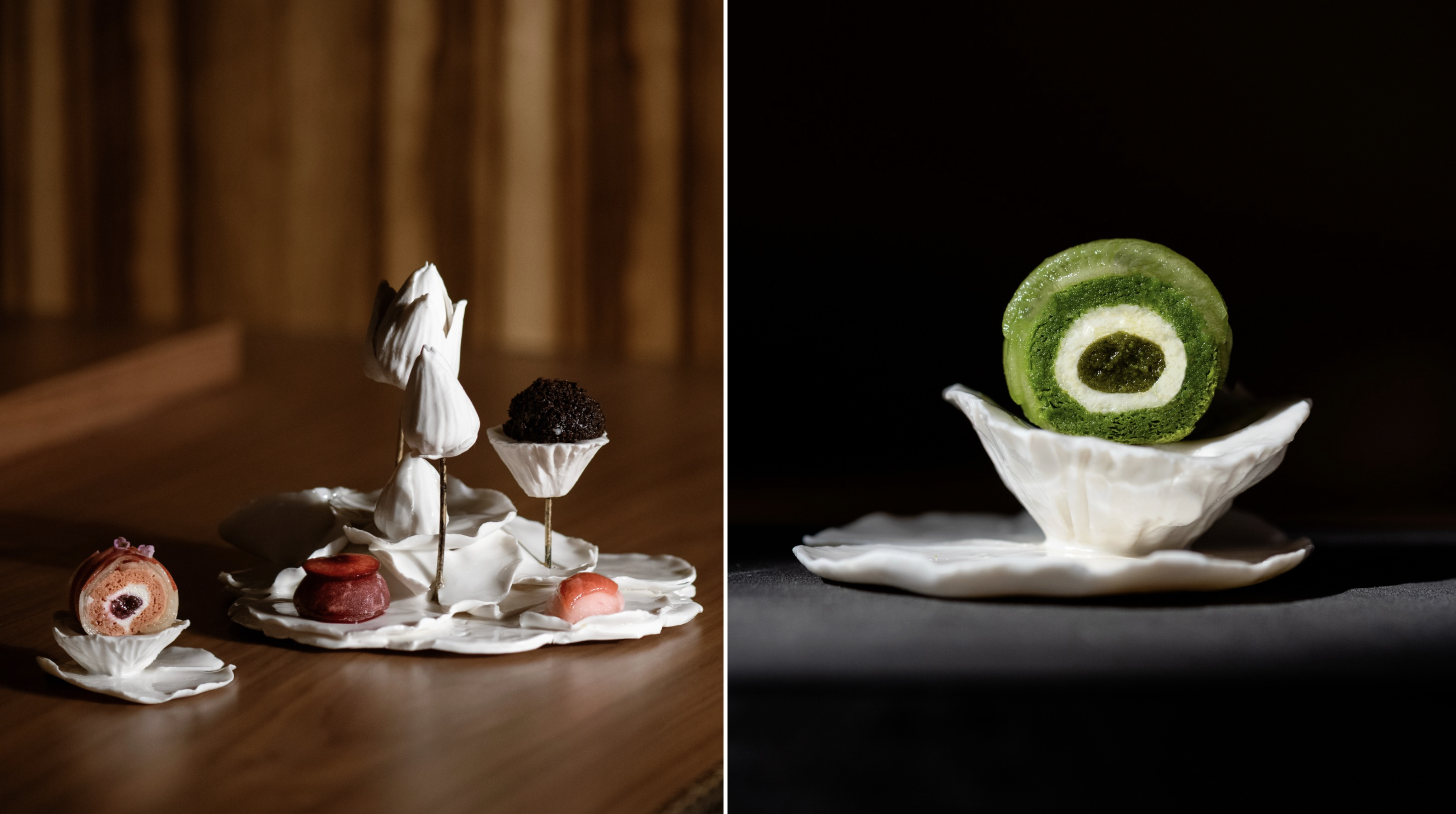 La vaisselle poétique du restaurant Hakuba (Paris) a été réalisée par des artisans de Kyoto et Fukuoka © Hakuba 