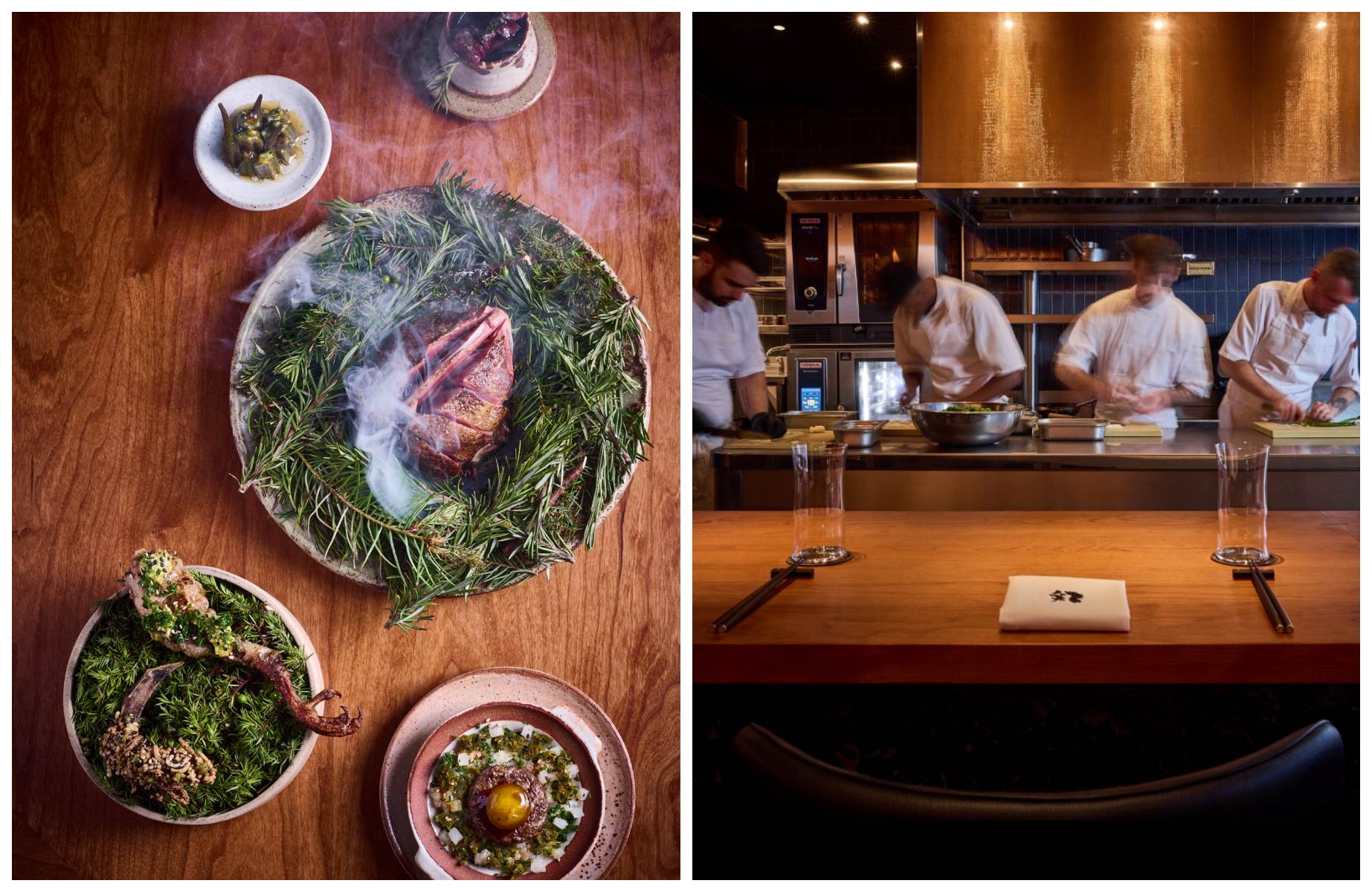 At Humble Chicken, the chef’s table offers an intimate view of Angelo Sato’s playful, precise, and artfully presented creations. © Humble Chicken