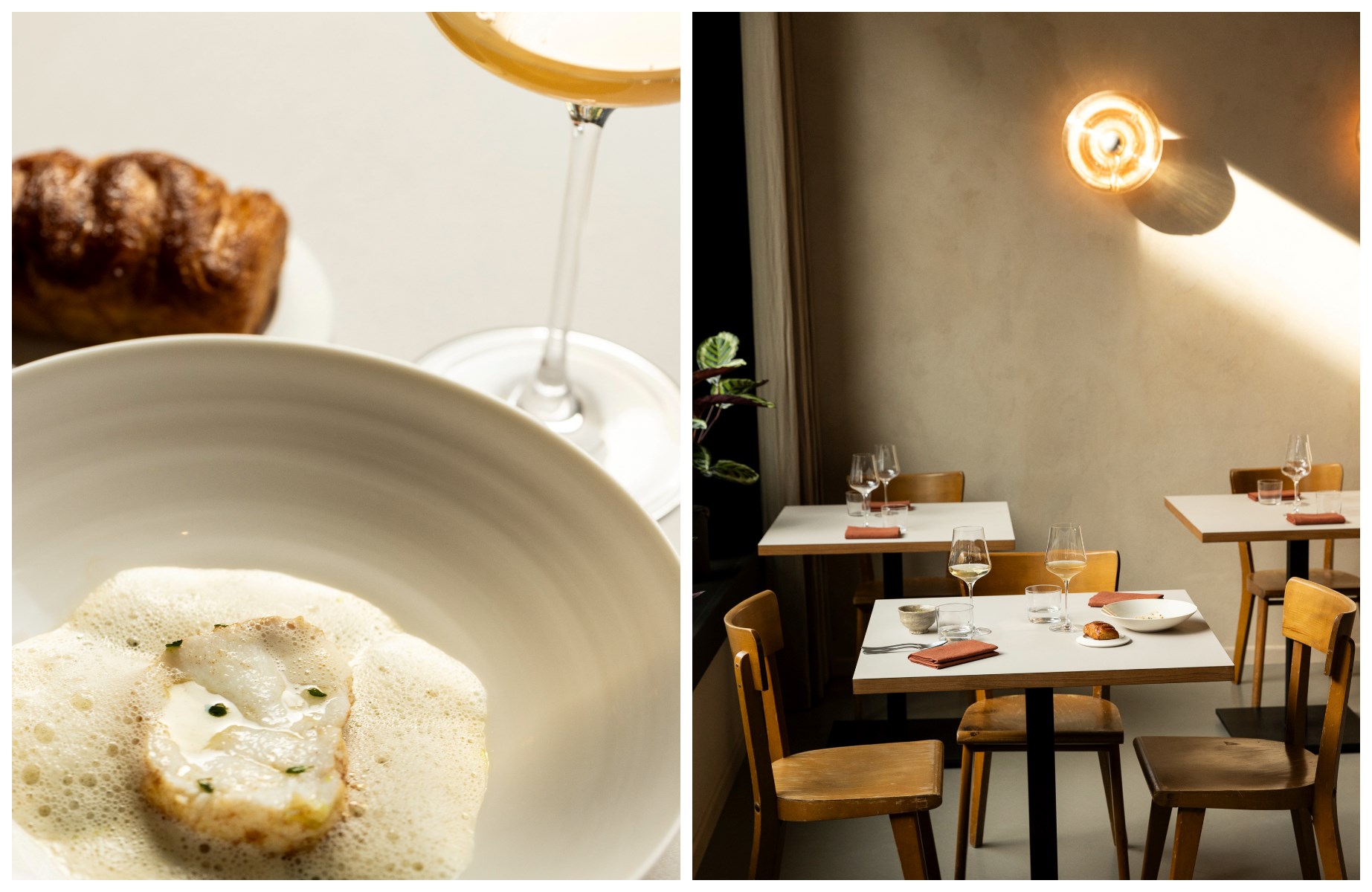 At Loumi, the chef’s table offers a front-row experience amid the minimalist interior, where Karl-Louis Kömmler’s meticulously crafted Japanese-Asian and French-inspired dishes take center stage. © Neda Rajabi/Loumi