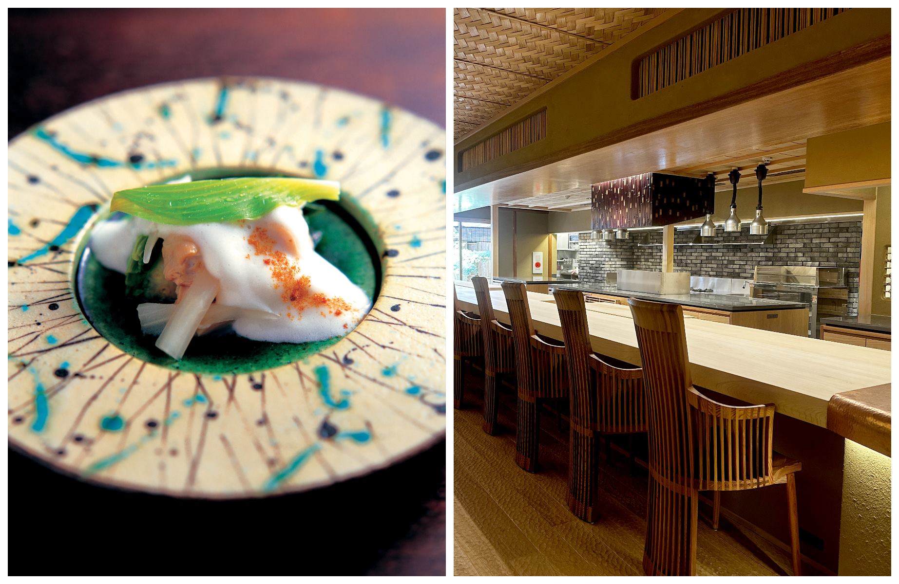 Gion Sasaki in Kyoto, where the chef’s counter transforms into a theatre where Hiroshi Sasaki and his team craft classic Japanese dishes in a captivating performance. © Gion Sasaki