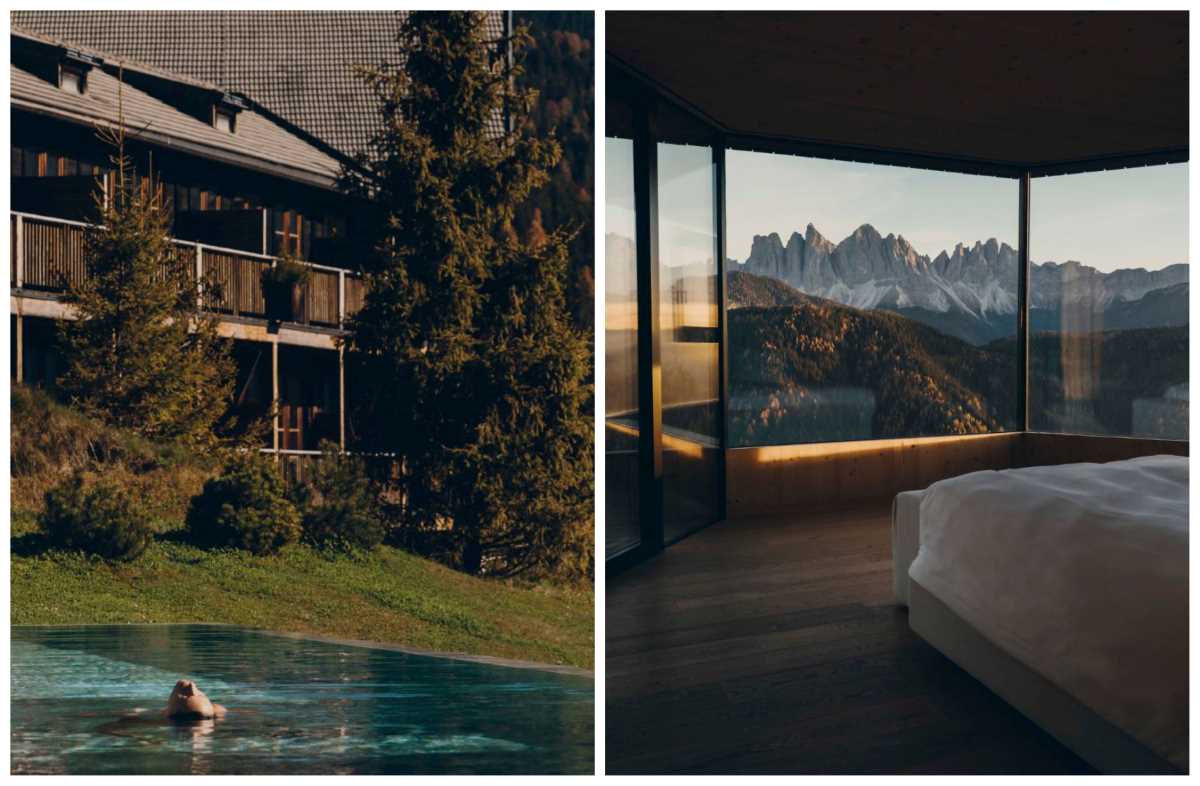 At the Two-Ket Forestis hotel in the Dolomites, there's outdoor swimming, and rooms have jaw-dropping mountain views. © Forestis