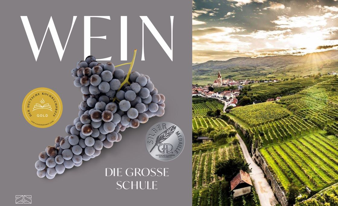 Links- Wein – Die große Schule: Alles von der Rebe bis zum Glas © ZS - ein Verlag der Edel Verlagsgruppe; Rechts - Reid Wachau Niderösterreich © Österreich Wein