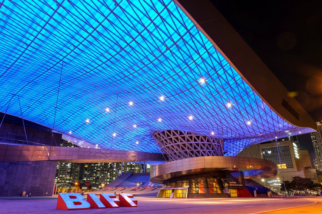 A landmark of contemporary design, Busan Cinema Center is the main venue of the Busan International Film Festival — Asia’s largest cinema event. © Busan International Film Festival