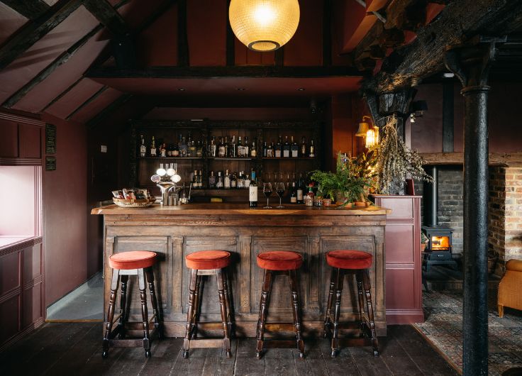 Boys Hall's wintery appeal includes an on-site pub alongside the hotel and restaurant. © Boys Hall