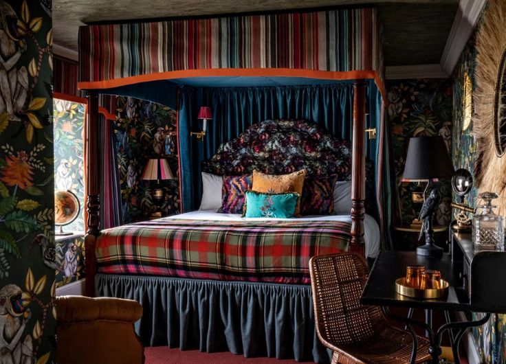 The bedrooms at Glenmorangie House have a plush, warm design perfect for winter. © Glenmorangie House