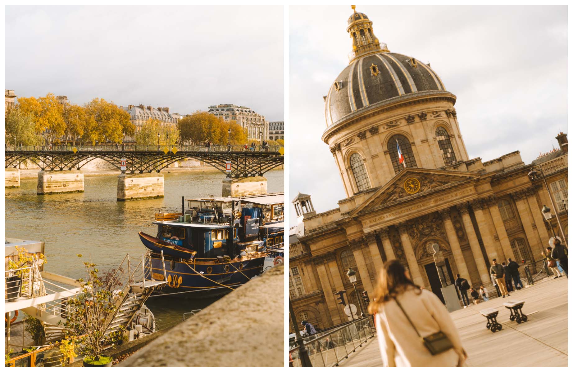 The Pont des Arts (bridge) and Institute of France on the banks of the River Seine in Paris. © Joann Pai/The MICHELIN Guide