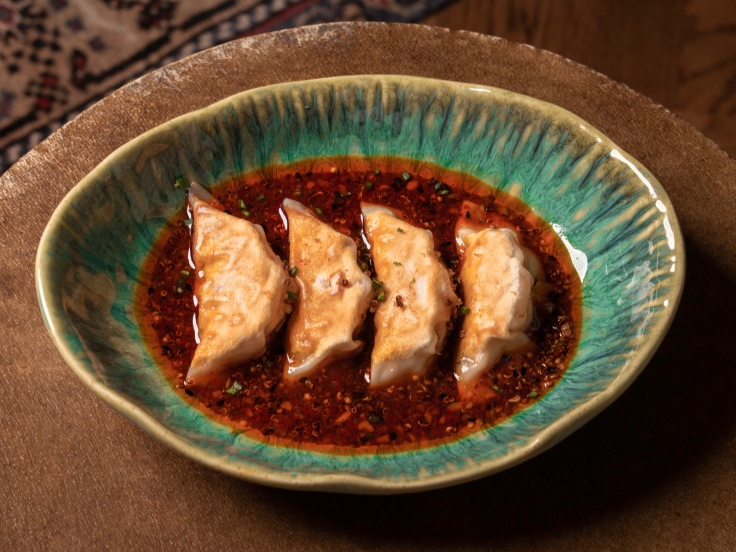 Prawn gyoza served in a sweet and spicy dipping sauce in Bib Gourmand The Lucky Llama. © Mohammad Eskandarani/Lucky Llama