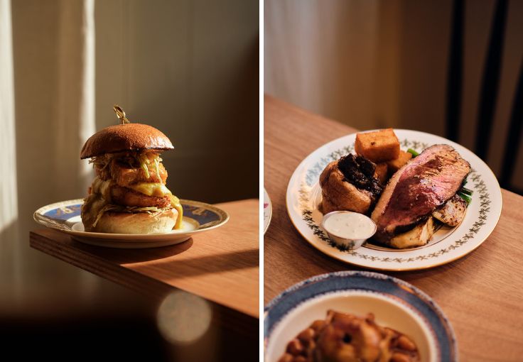 A burger and a Sunday Roast from Ardfern. © Sam Christie