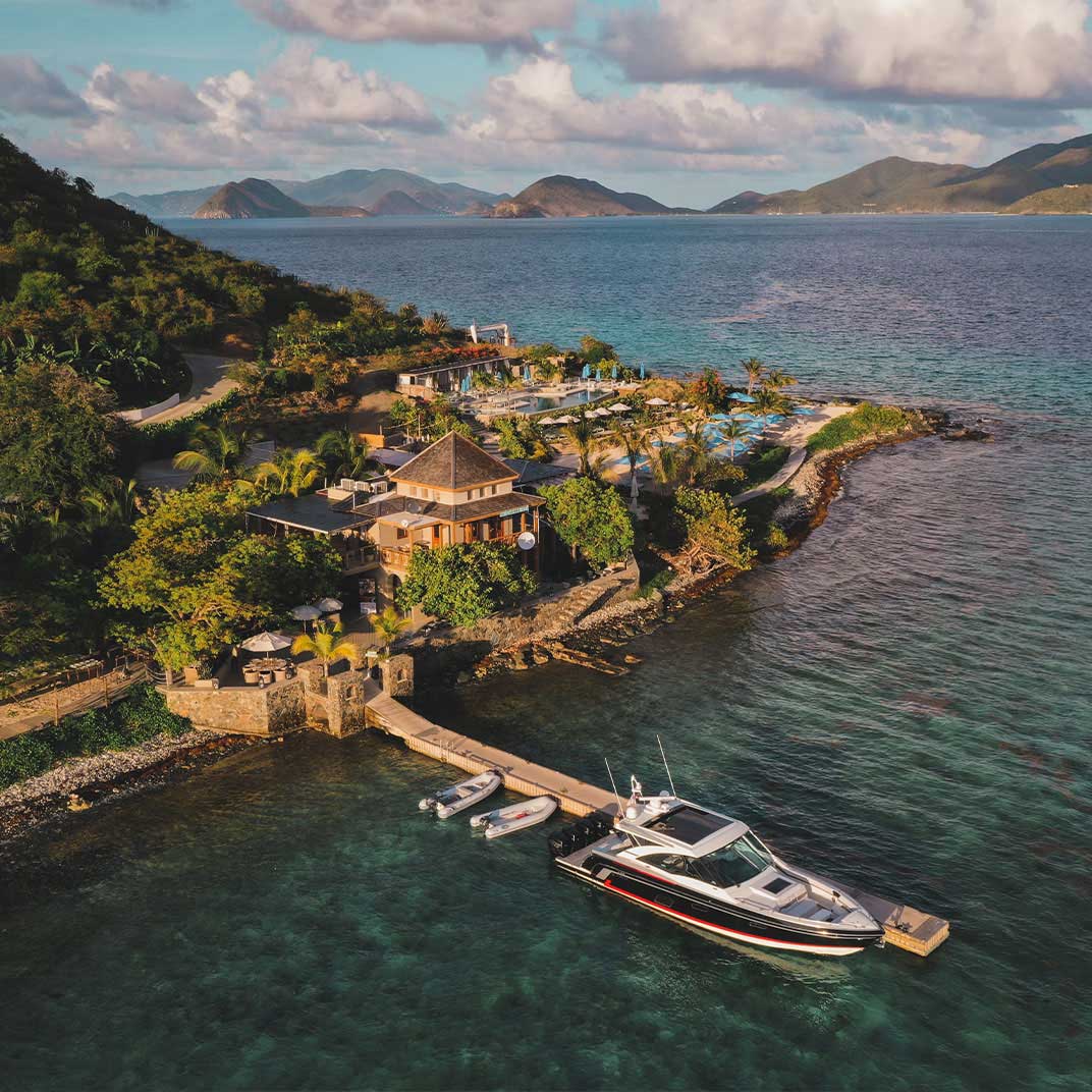 Just off the coast of St. John, the Two-Key Lovango Resort. © Lovango Resort