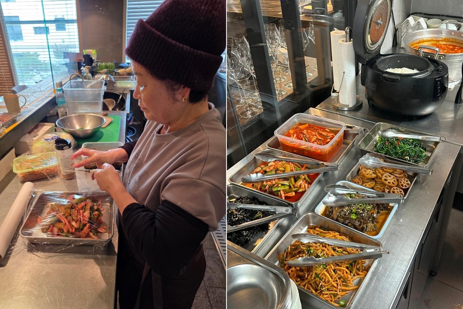 Chef Kim Dae-chun’s mother prepares home-style ‘banchan’ side dishes for the staff of 7th Door and Toc Toc. © 7th Door
