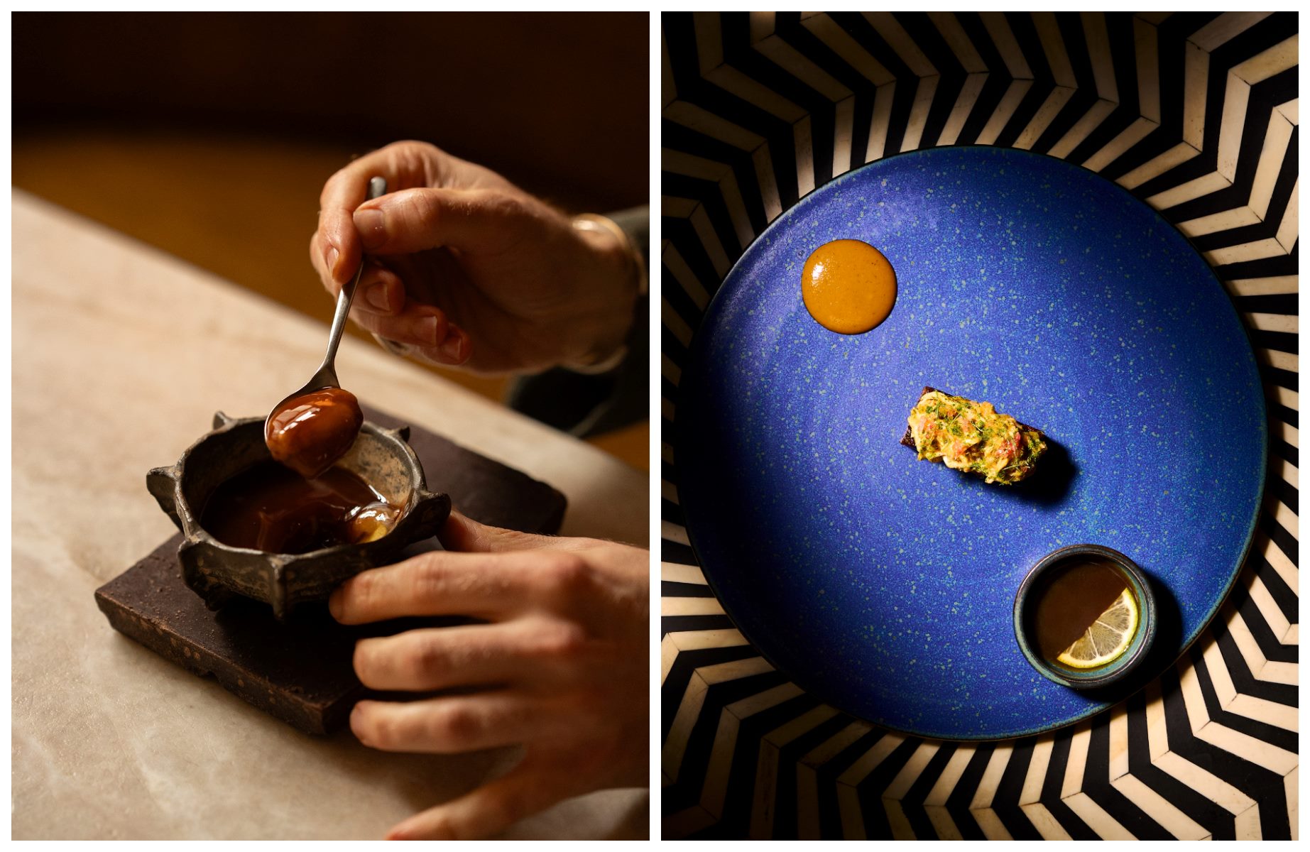 Across the globe, bitterness and umami are taking center stage in the kitchen. © (Left) Plates London/ (Right) Baan Tepa