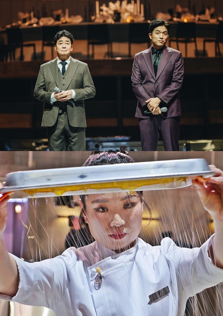 เทคนิคน่าทึ่งในการทำให้น้ำตาลเซ็ตตัวของเชฟจอง จี-ซอนที่ทำกรรมการทั้งสองประทับใจ (© Netflix)