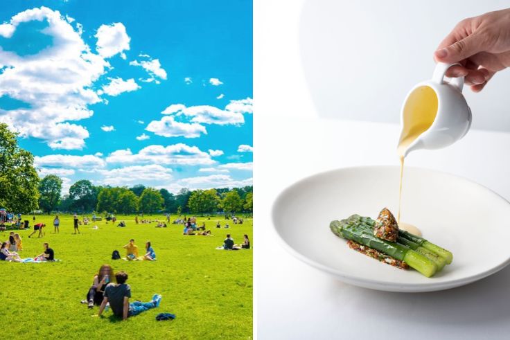 Clapham Common is a great place to soak up the sunshine and has MICHELIN-Star Trinity nearby. © Wirestock/iStock, Stefan Johnson/Trinity