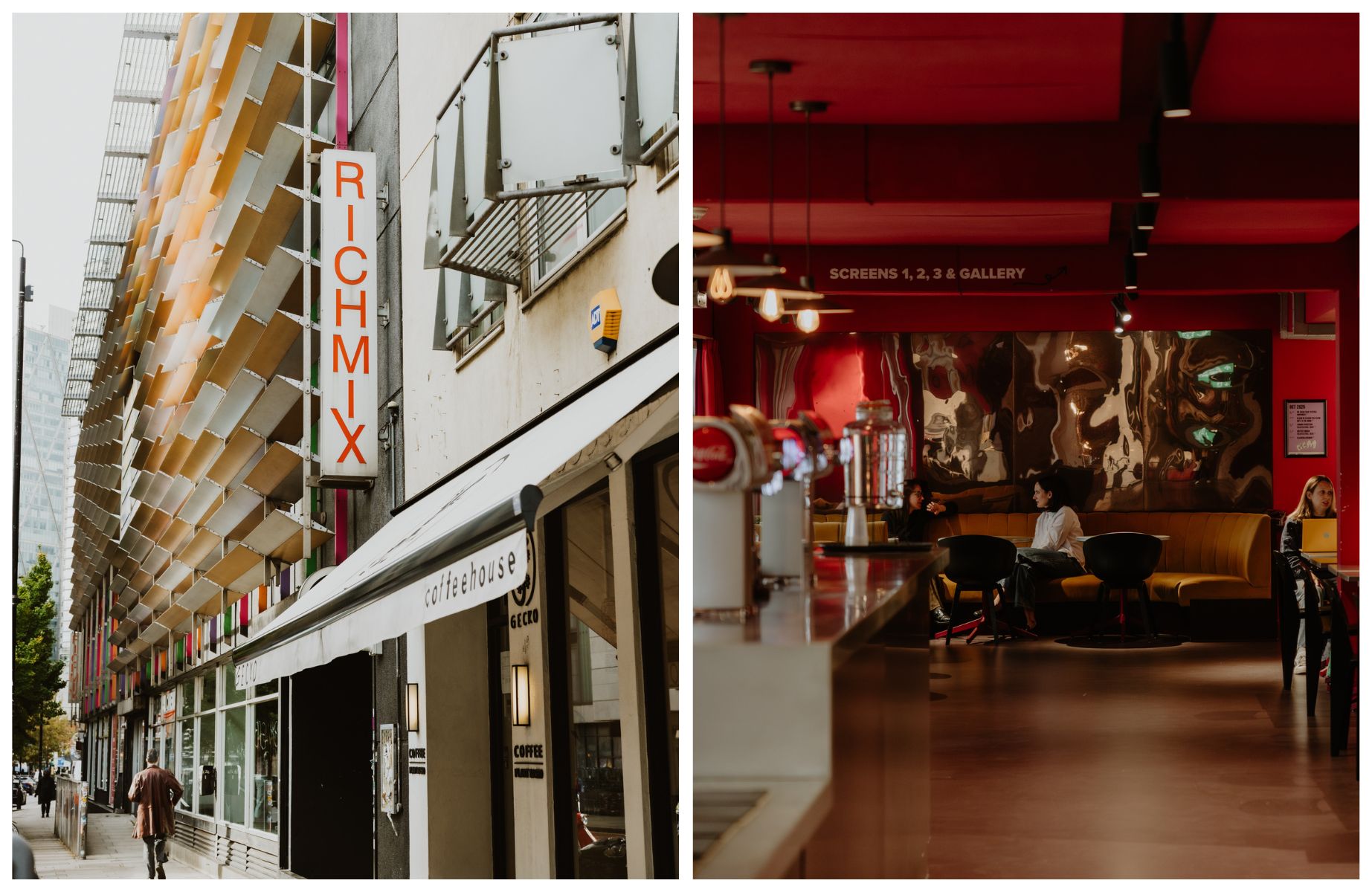 The outside and bar of leading East London arts venue Rich Mix. © Joanna Yee/The MICHELIN Guide