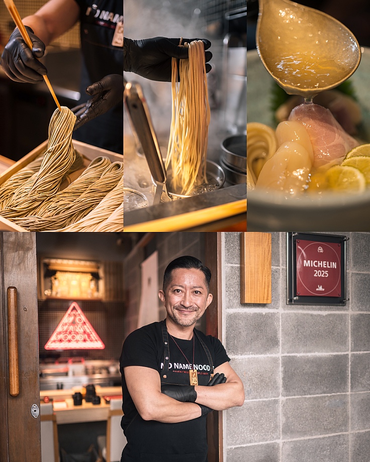 “Serving one customer at a time, just like my mother did 40 years ago,” says the chef, who hopes to redefine ramen as a craft. (© Anuwat Senivansa Na Ayudhya/The MICHELIN Guide Thailand)
