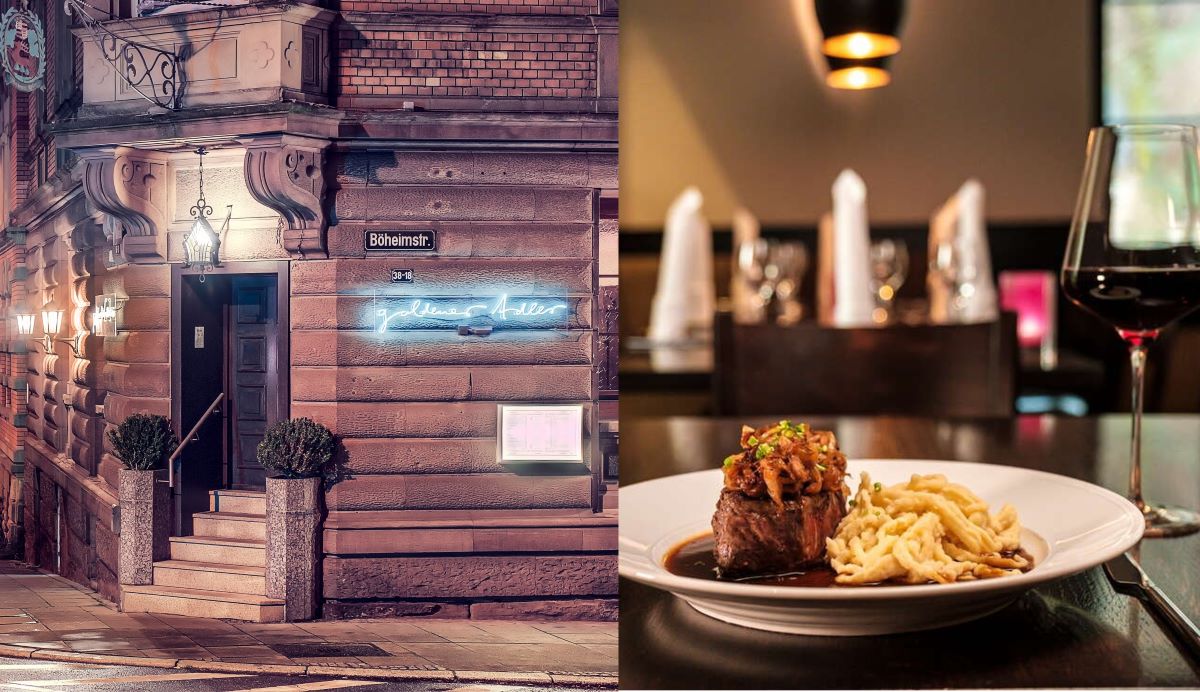Links - Eingang des Restaurants goldener Adler, Rechts - Hauptgang  im goldenen Adler © Matthias Dengler/goldener Adler