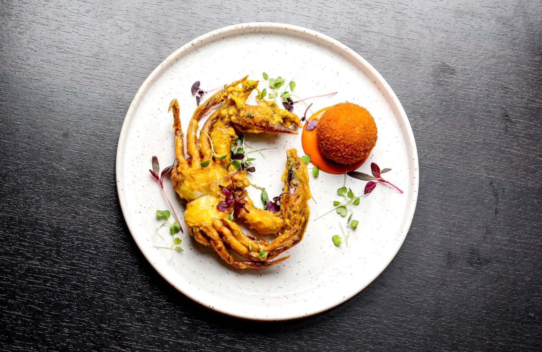 A crab dish from Purple Poppadom in Cardiff, where well-known Indian dishes mix with the chef's creations. © Peter/Purple Poppadom