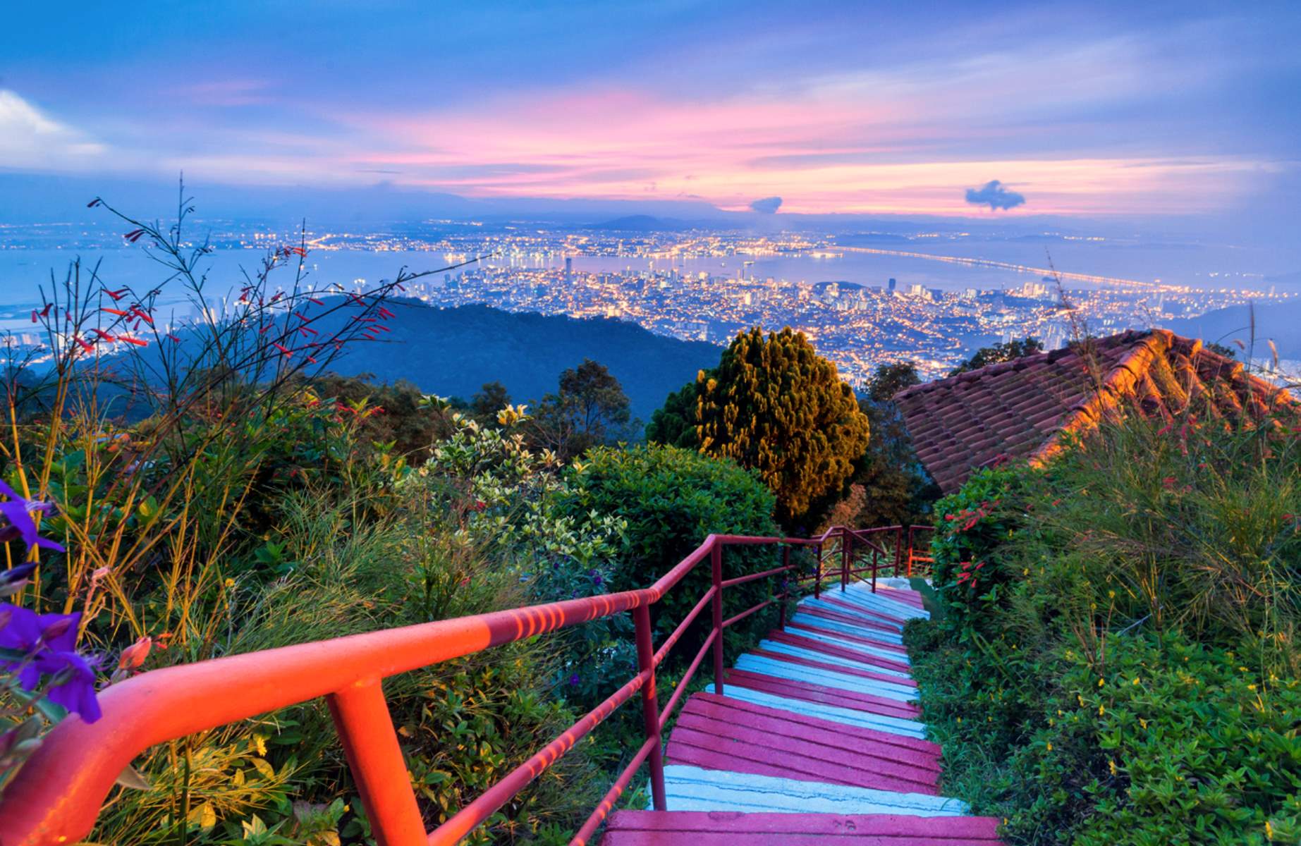 The view of the peninsula of Penang Isand from above. Its capital of George Town is a tapestry of heritage streets and colonial charm, lined with great places to eat. © KeongDaGreat/iStock