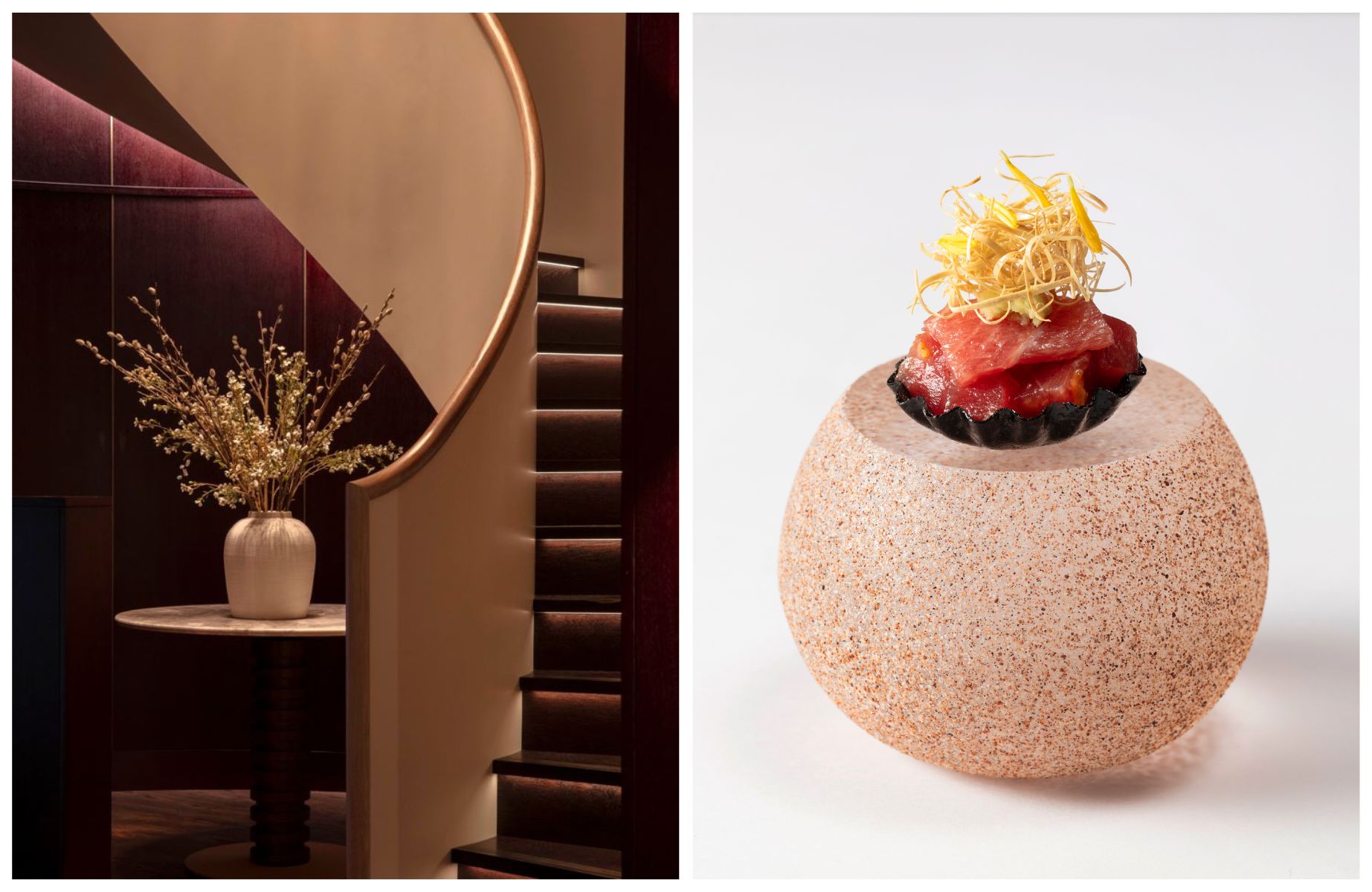 The elegant interior and a delicate snack from Row on 5. © John Carey/Row on 5