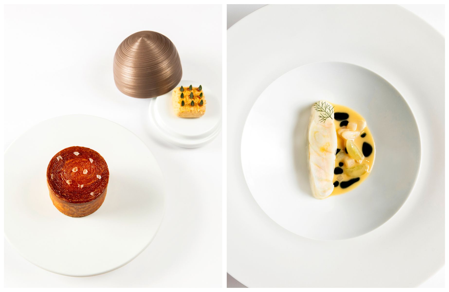 The bread course and one of Spencer Metzger's fish dishes at Row on 5. © John Carey/Row on 5