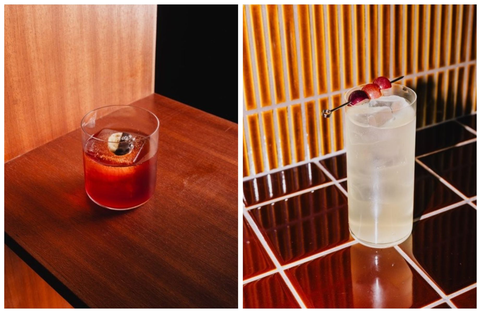 Two of the cocktails at Sebb's, where Alasdair Shaw mixes bespoke creations with classic drinks. © Connor Stewart/Sebb's