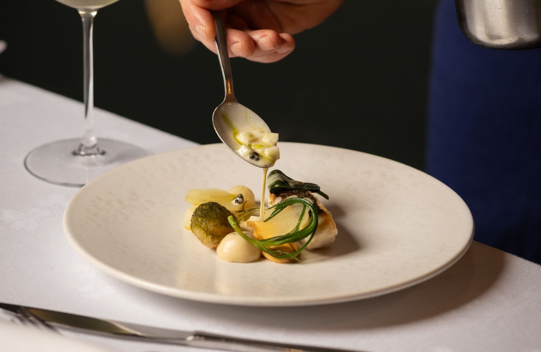 The final flourish being added to a dish at The Boat in Lichfield. © Amber Banks Brumby/The Boat