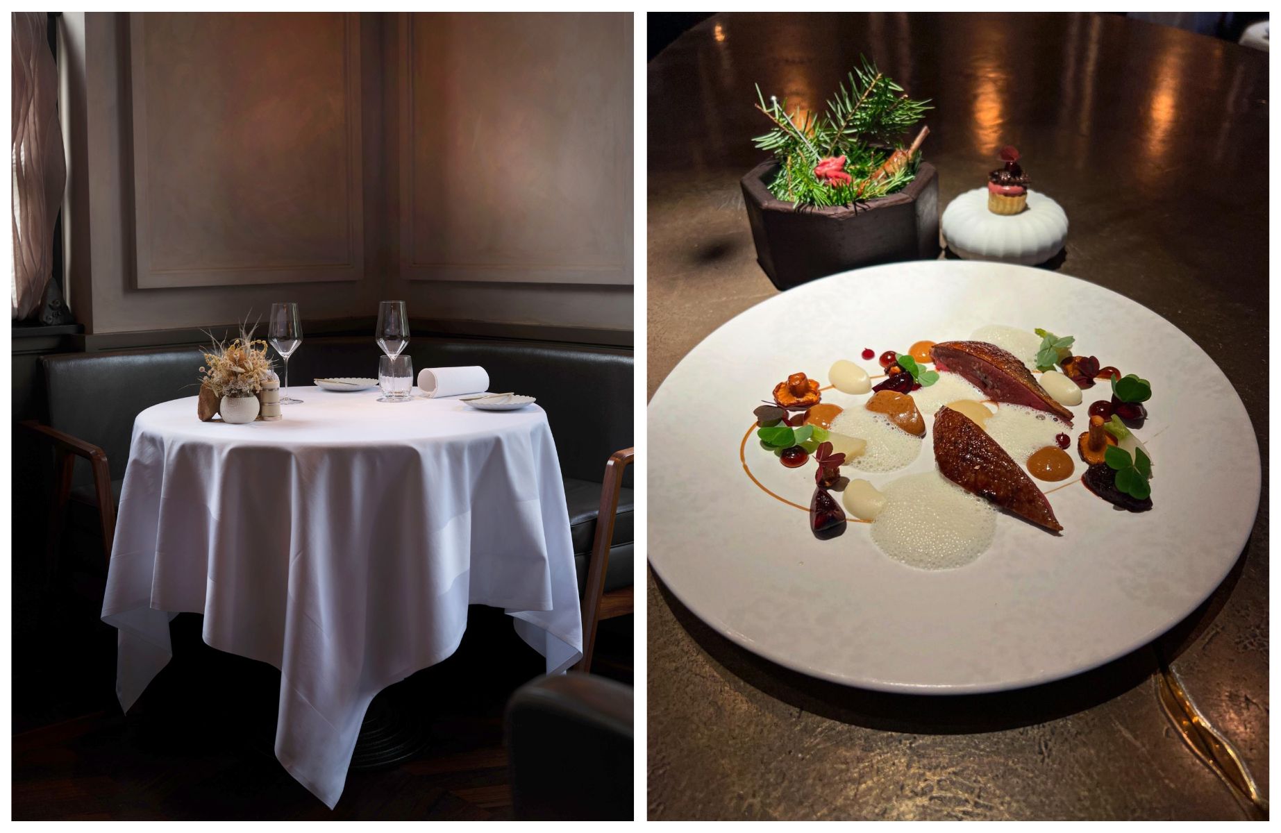 'Hay-Aged Anjou Pigeon, Scottish Girolles, Vadouvan, English Cherry and Sauerkraut' from The Ledbury, London. © Tom Spenceley/The Ledbury