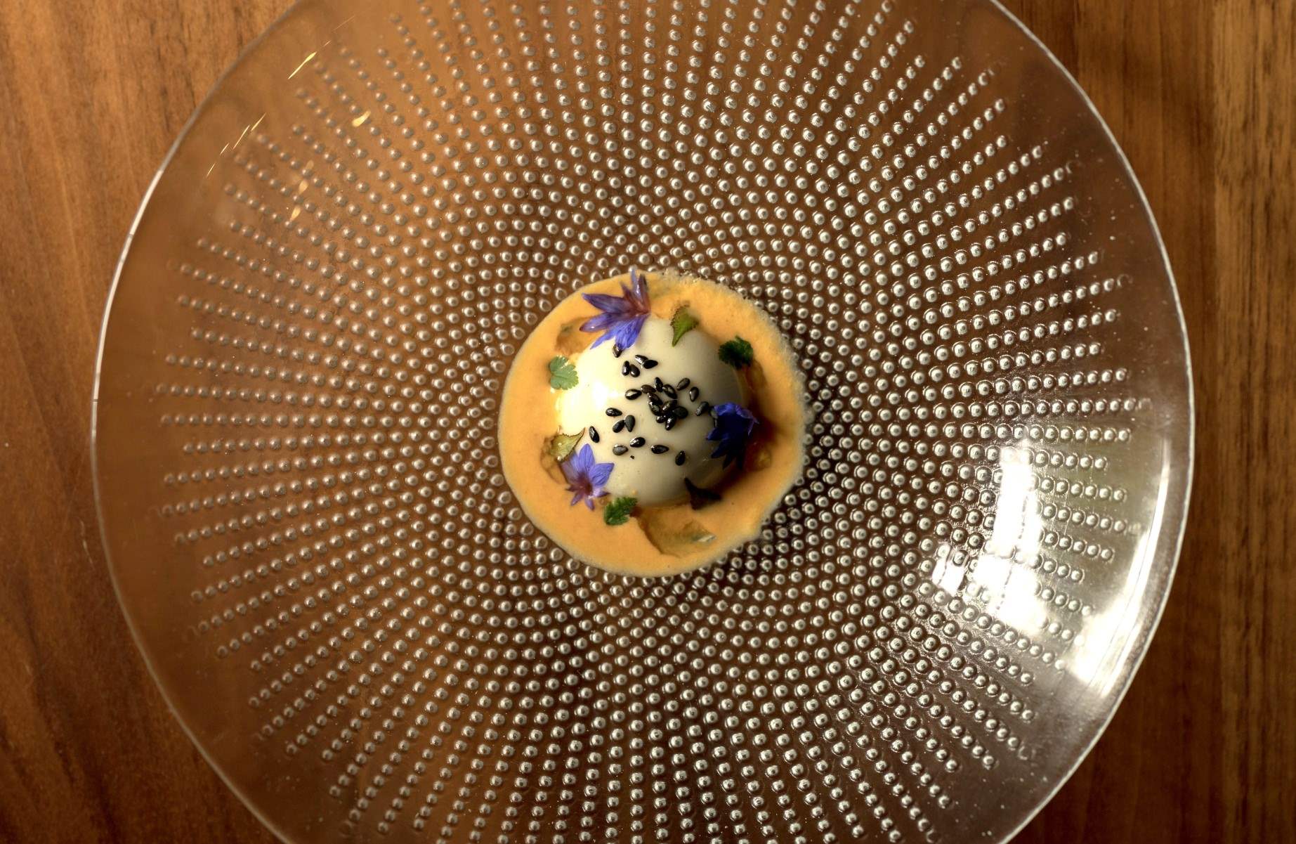 The homemade oat tofu with doubanjiang, black sesame and rose that was a highlight for our Inspectors. © Alex Baxter/Killiecrankie House