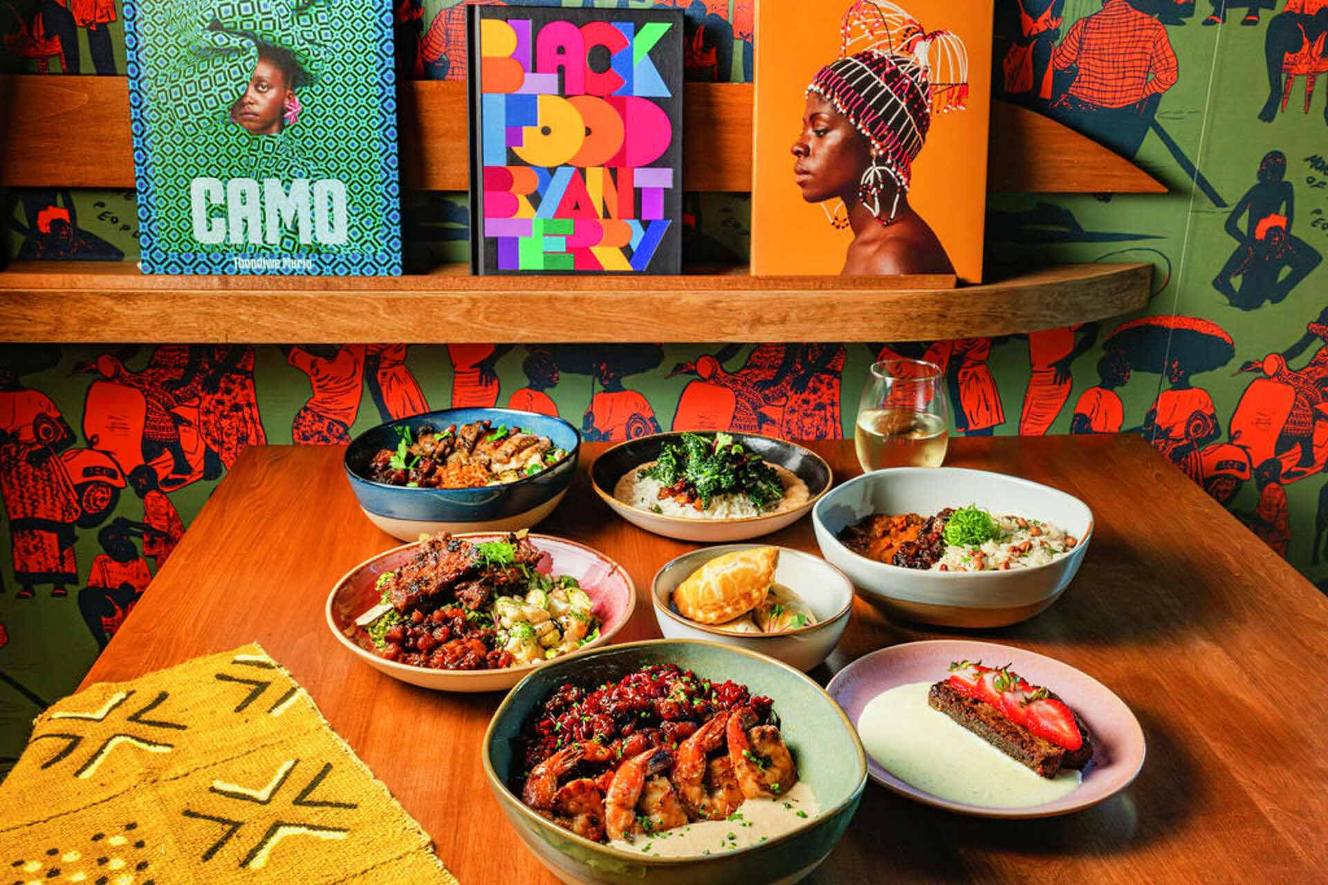 A collection of exclusive dishes and Book Wall by Kindred Stories at ChòpnBlọk. © StuffBenEats/ChòpnBlọk