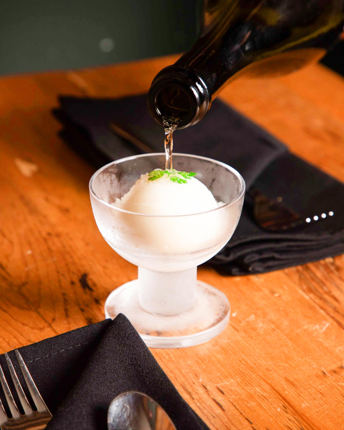 Champagne water ice at Honeysuckle is a sophisticated take on a summertime treat. © Haamza Edwards/Honeysuckle