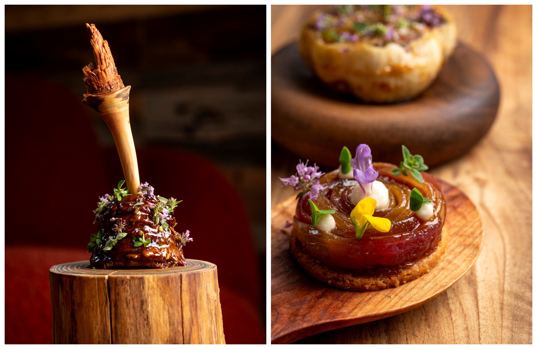Milk-fed lamb and onion tatin at restaurant L’Auberge de Montmin. © L’Auberge de Montmin