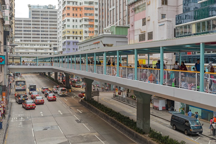 Mongkok Road Footbridge is one of Hong Kong’s most iconic landmarks. © Shutterstock