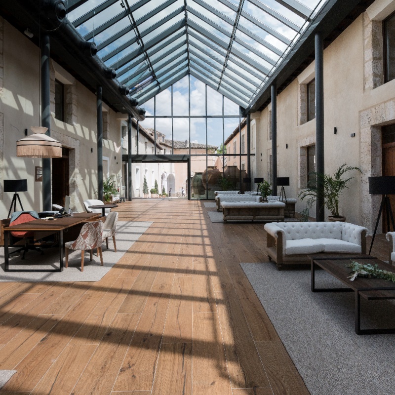 Hotel Castilla Termal Brihuega, ubicado en la antigua Real Fábrica de Paños del siglo XVIII en la provincia de Guadalajara. © Castilla Termal Brihuega