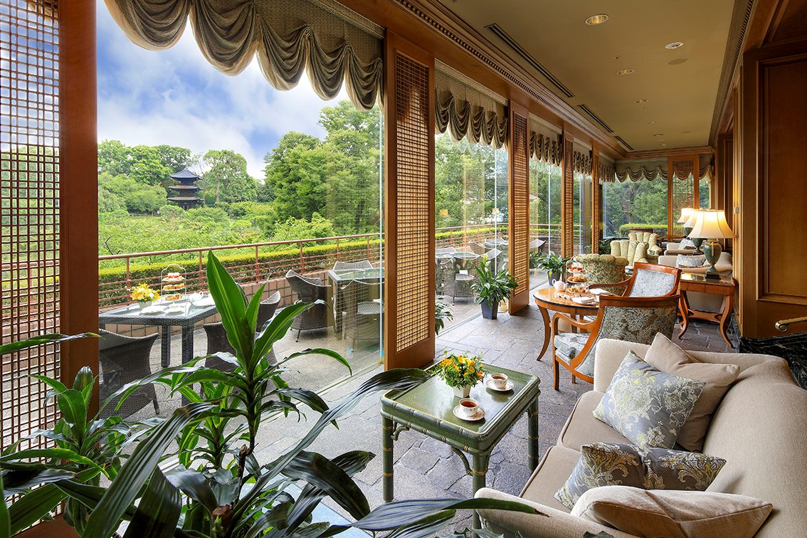 Gaze out at one of the city's most beautiful gardens while tucking into your afternoon tea. © Chinzanso Tokyo