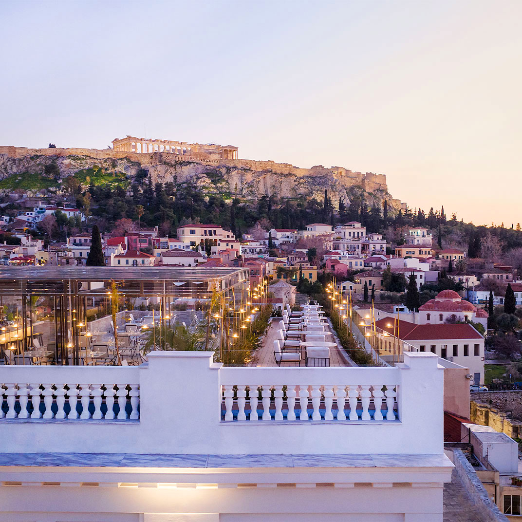 Unrivaled views of the Acropolis from The DOLLI’s coveted rooftop. © The DOLLI at Acropolis