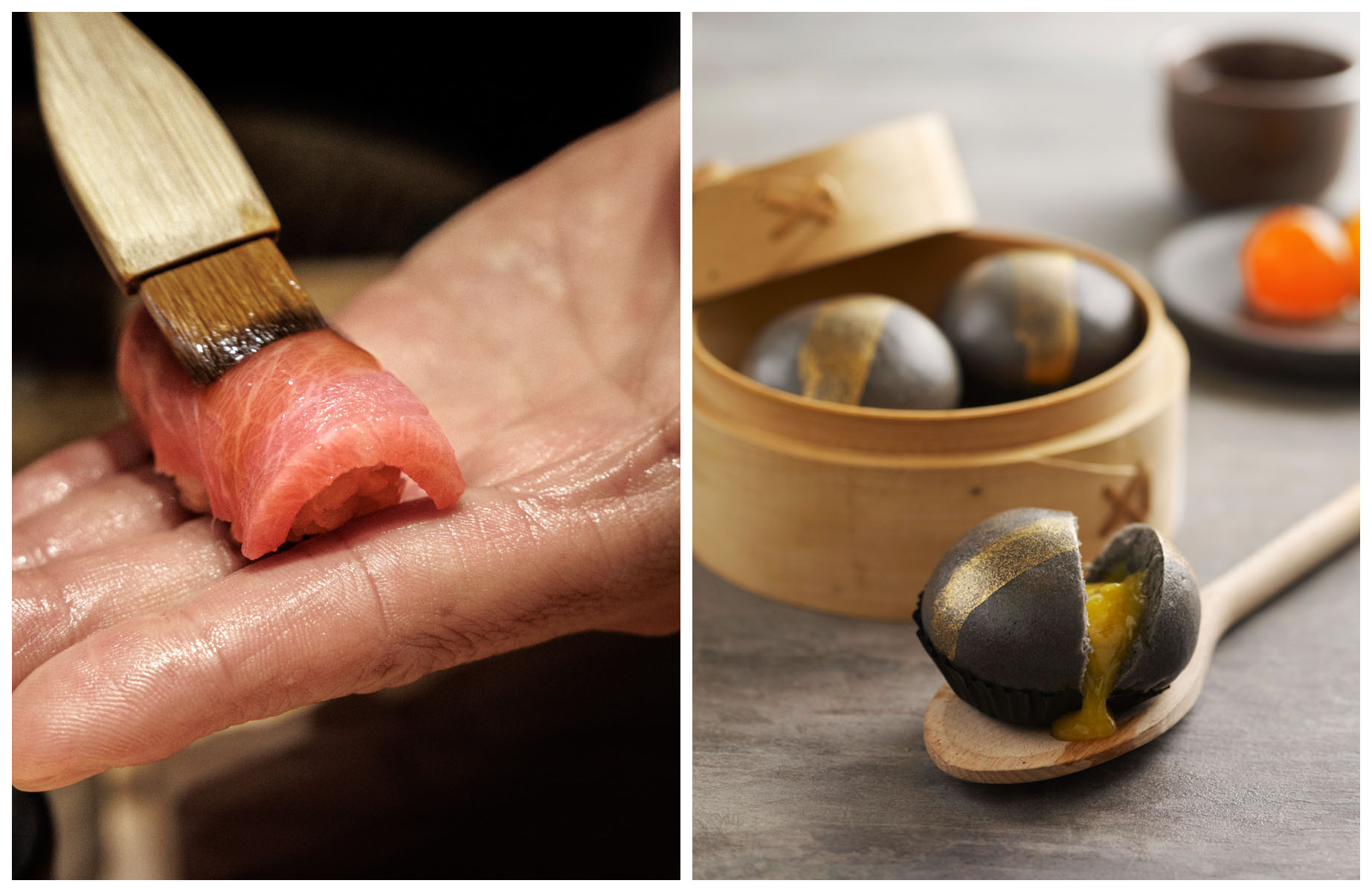 Sushi from Hanada and dessert from Imperial Treasure in Paris. © @11h45/Hanada, © Imperial Treasure