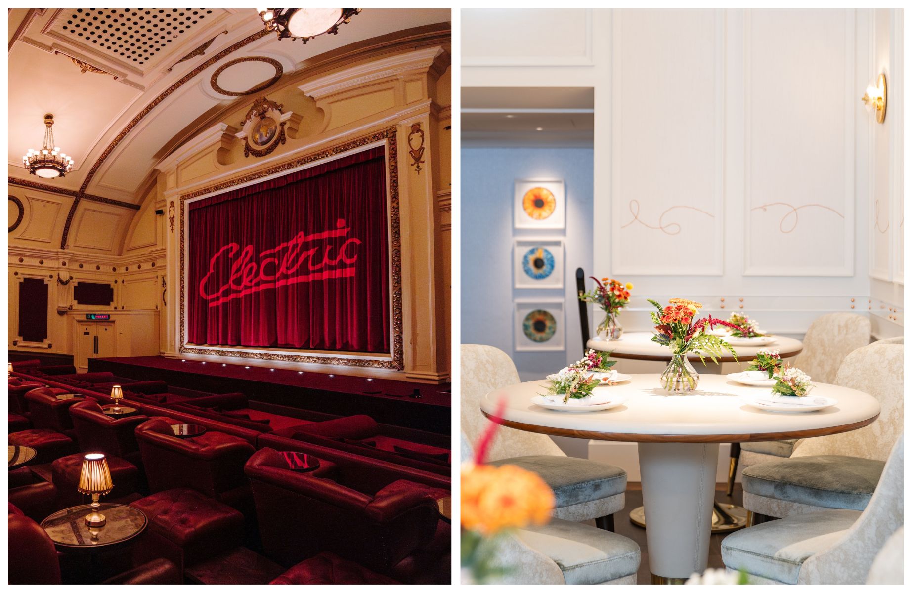 The plush Electric Cinema in Portobello and the bright and beautiful CORE by Clare Smyth. © Soho House, © WeTheFoodSnobs/CORE by Clare Smyth