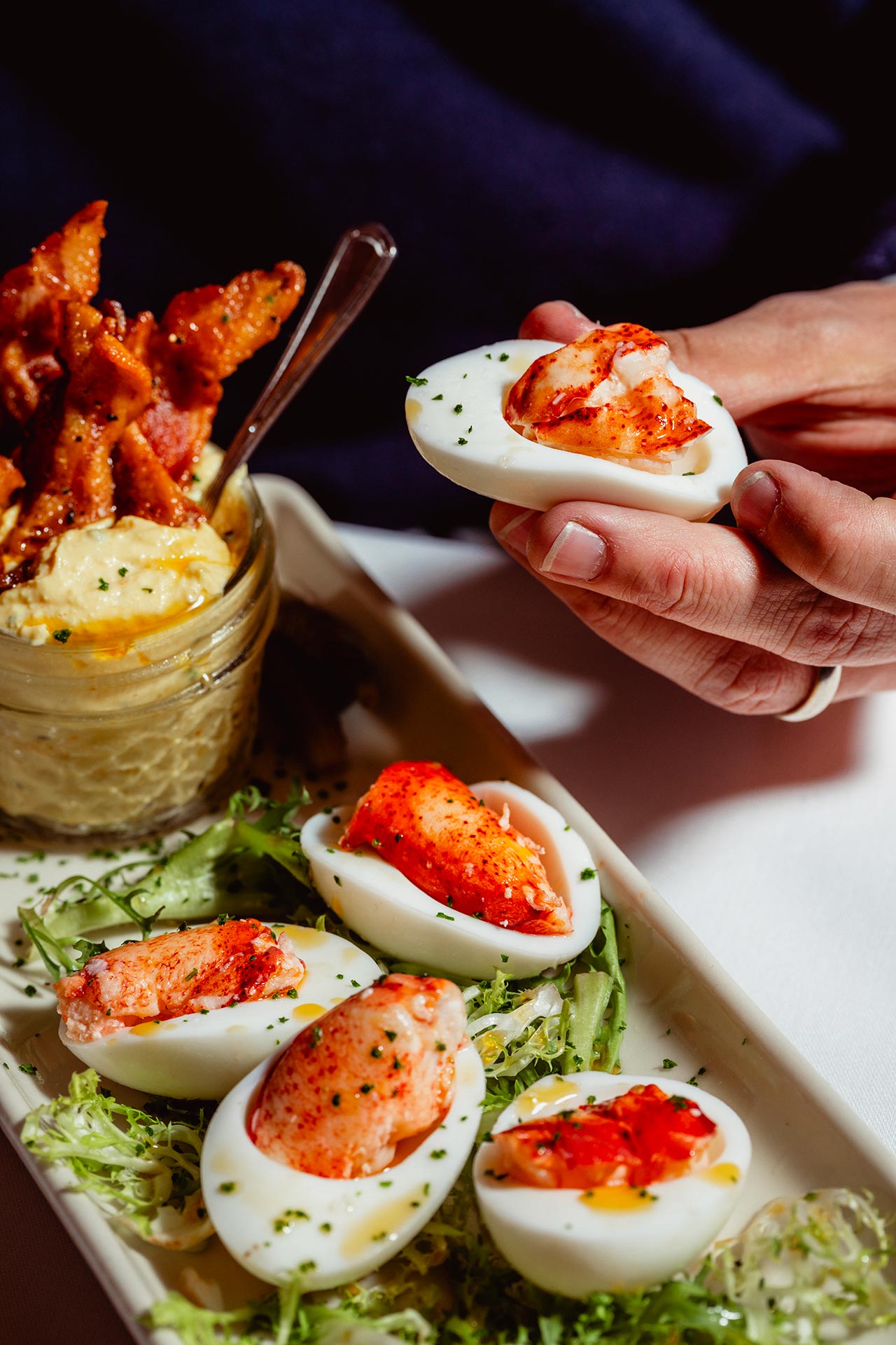 Lobster deviled eggs have been a staple at Pappas Bros Steakhouse for three decades. © Brian Kennedy/Pappas Bros Steakhouse