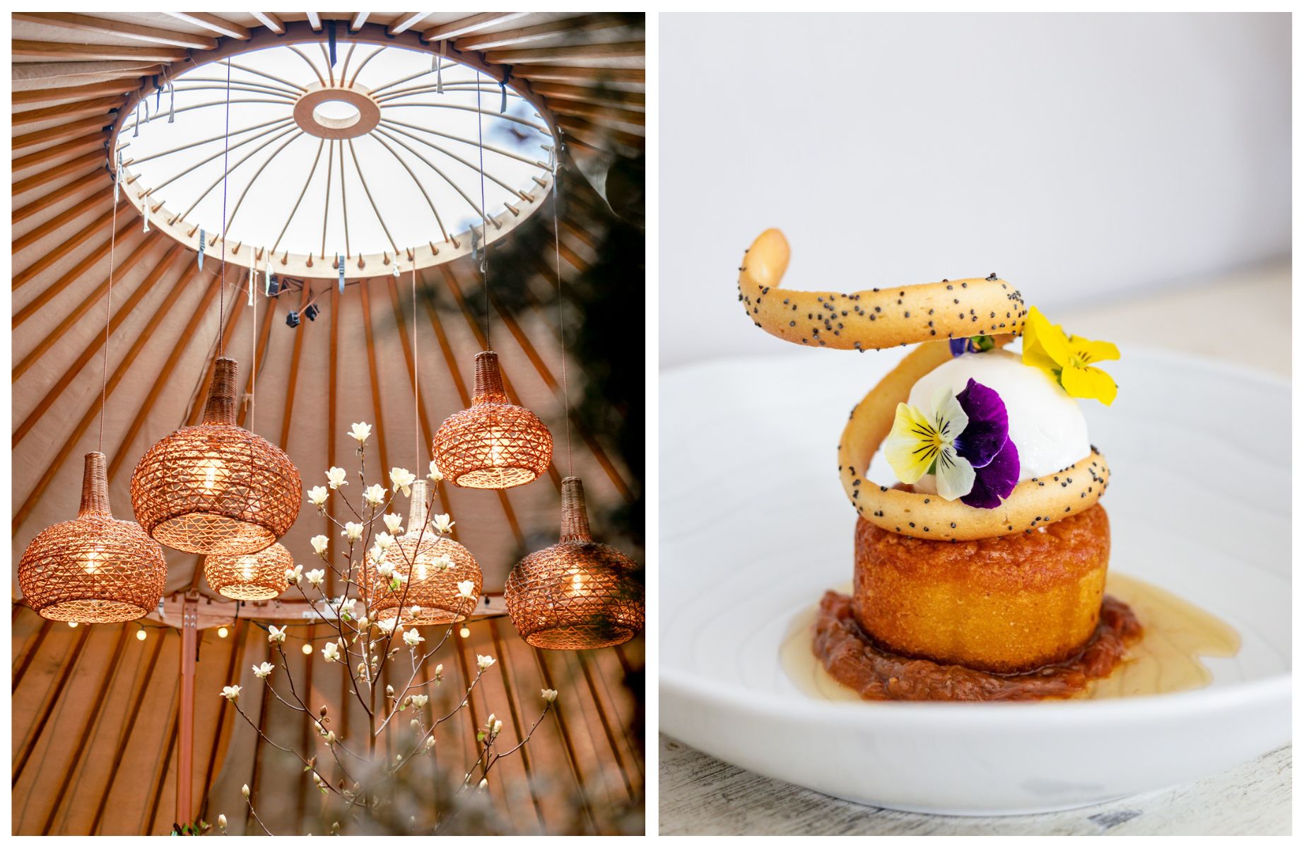 A magical scene inside the titular yurt alongside one of Chef Andrew Carr's creations. © Inga Kebleryte/The Yurt at Nicholsons