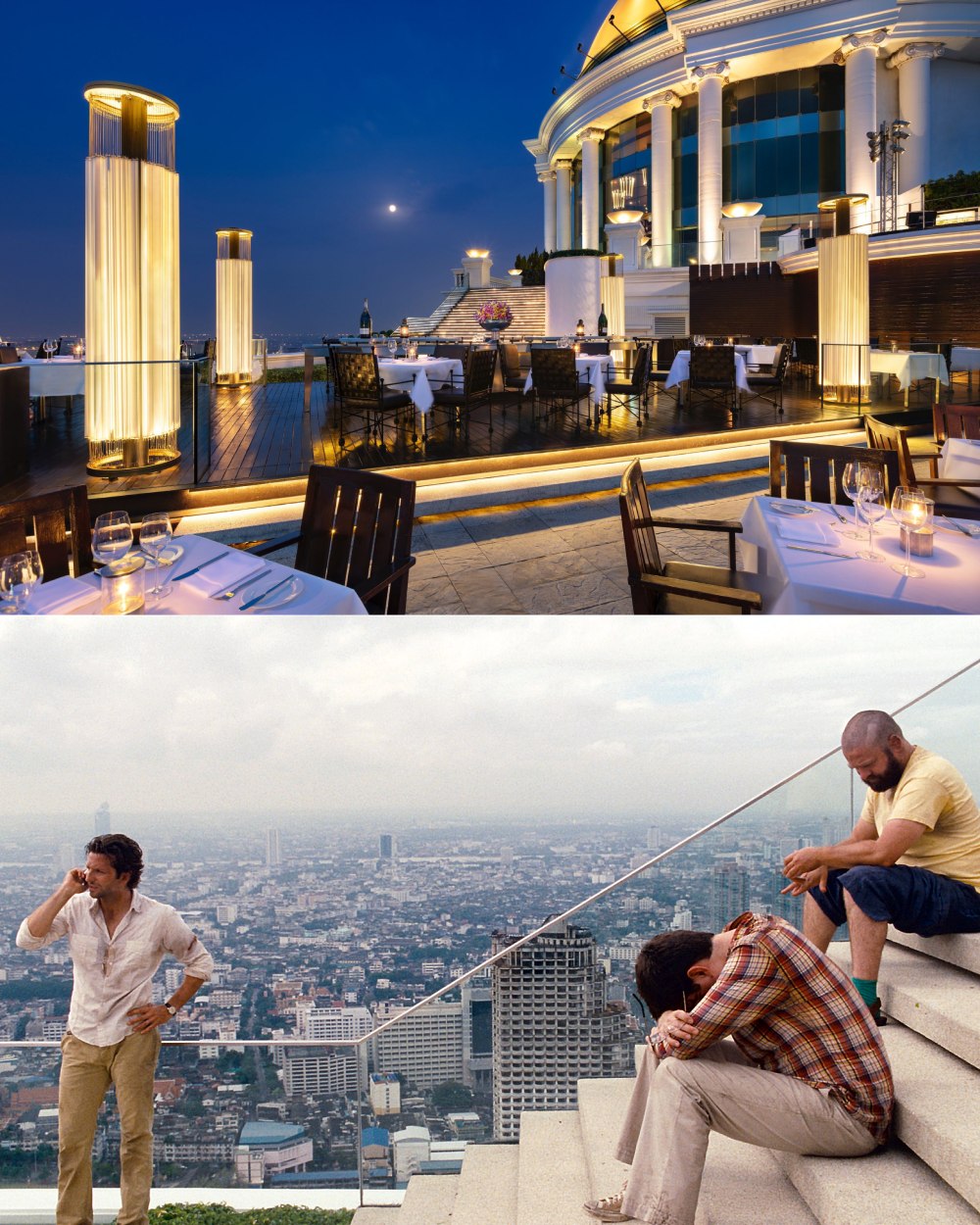 Sirocco at Lebua at State Tower, set against the Bangkok skyline, served as the backdrop for the hungover friends’ fiasco starring Bradley Cooper, Ed Helms and Zach Galifianakis. © Lebua at State Tower, Warner Bros.