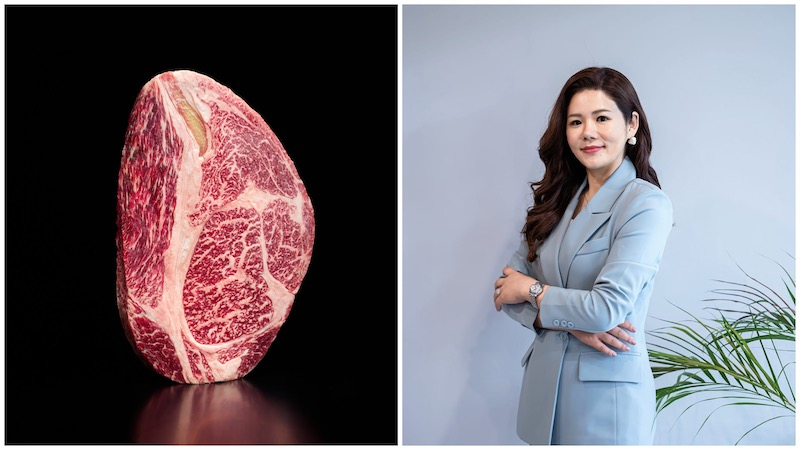Migyeongsan Loin Ribeye and Olivia Lee, importer of Hanwoo in Singapore. © SoGoodK