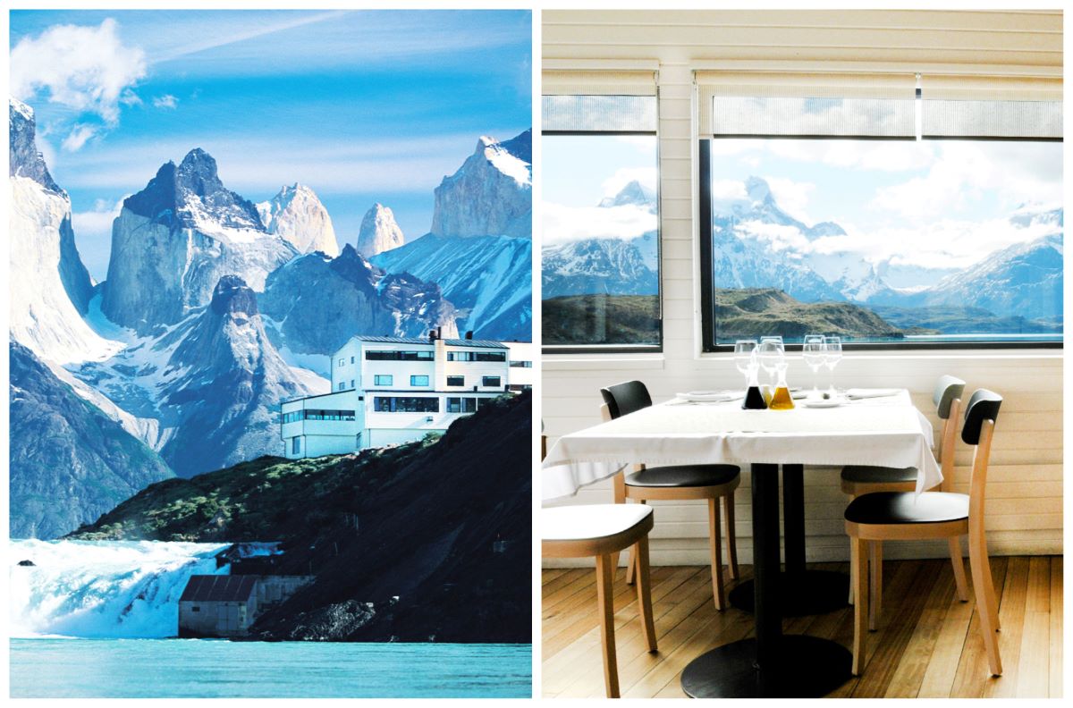 Si visitas la Patagonia chilena, alójate en Explora Torres del Paine, un lodge galardonado con dos Llaves MICHELIN que ofrece unas vistas envidiables de las cascadas y los picos nevados de los alrededores. © Explora Torres del Paine